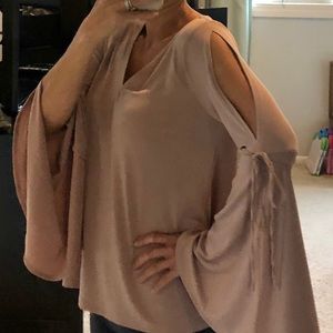 Express Nude Color Long Bell-sleeved Blouse, Small